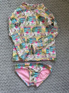 Krio Color Two Piece Rashguard Set Cheesy Love Sz 4